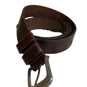 Brown Leather Belt Made In USA With Silver Buckle 48